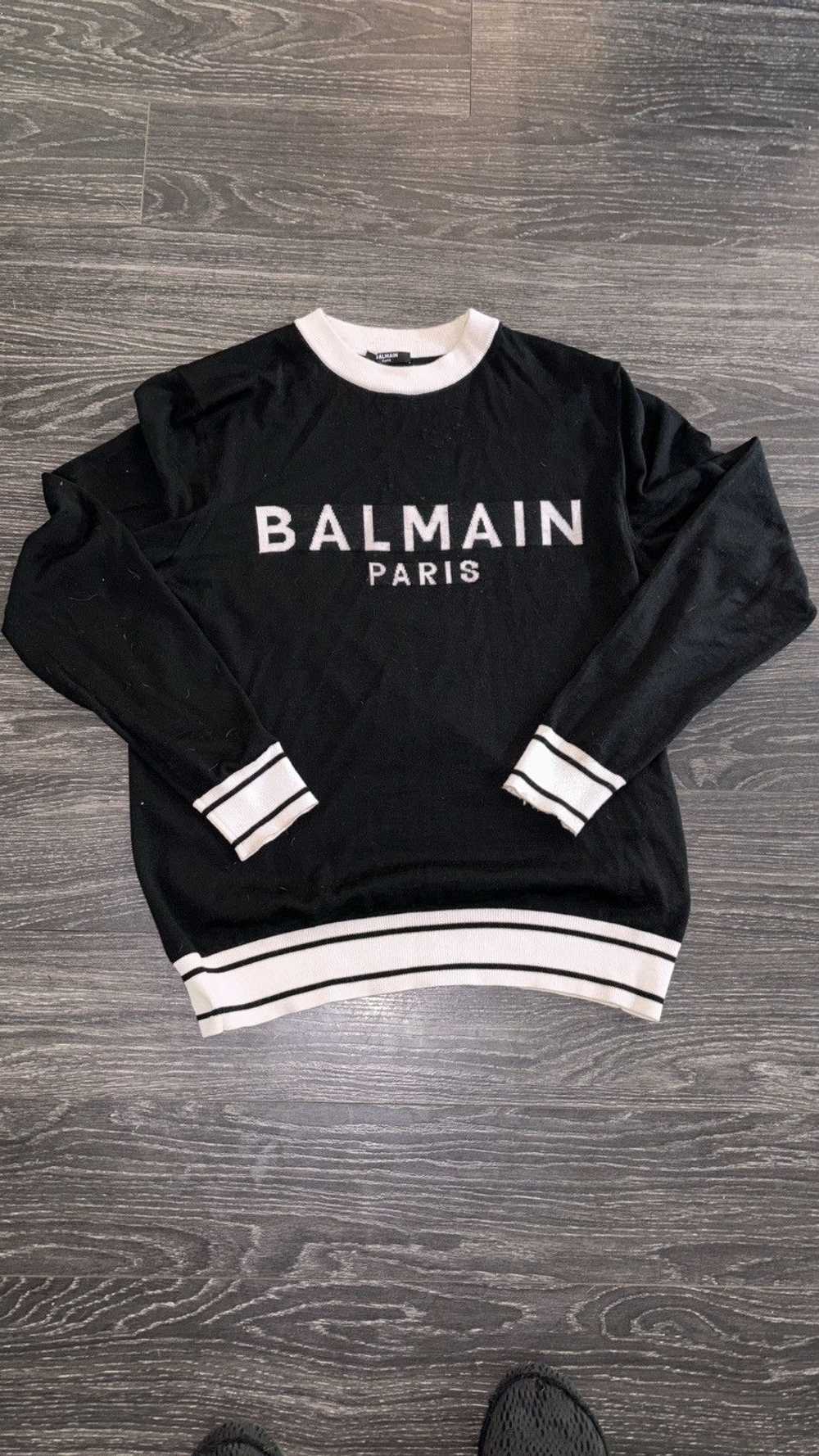 Balmain Black & White Wool Logo Sweater - image 1