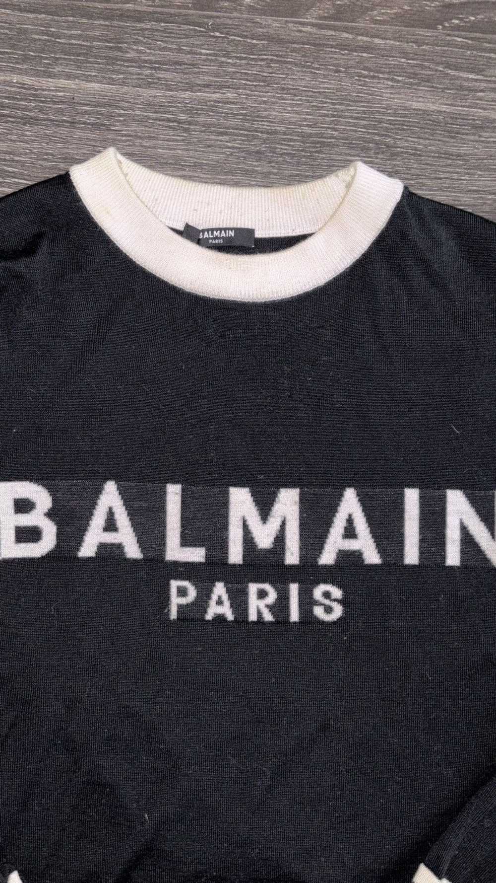 Balmain Black & White Wool Logo Sweater - image 2