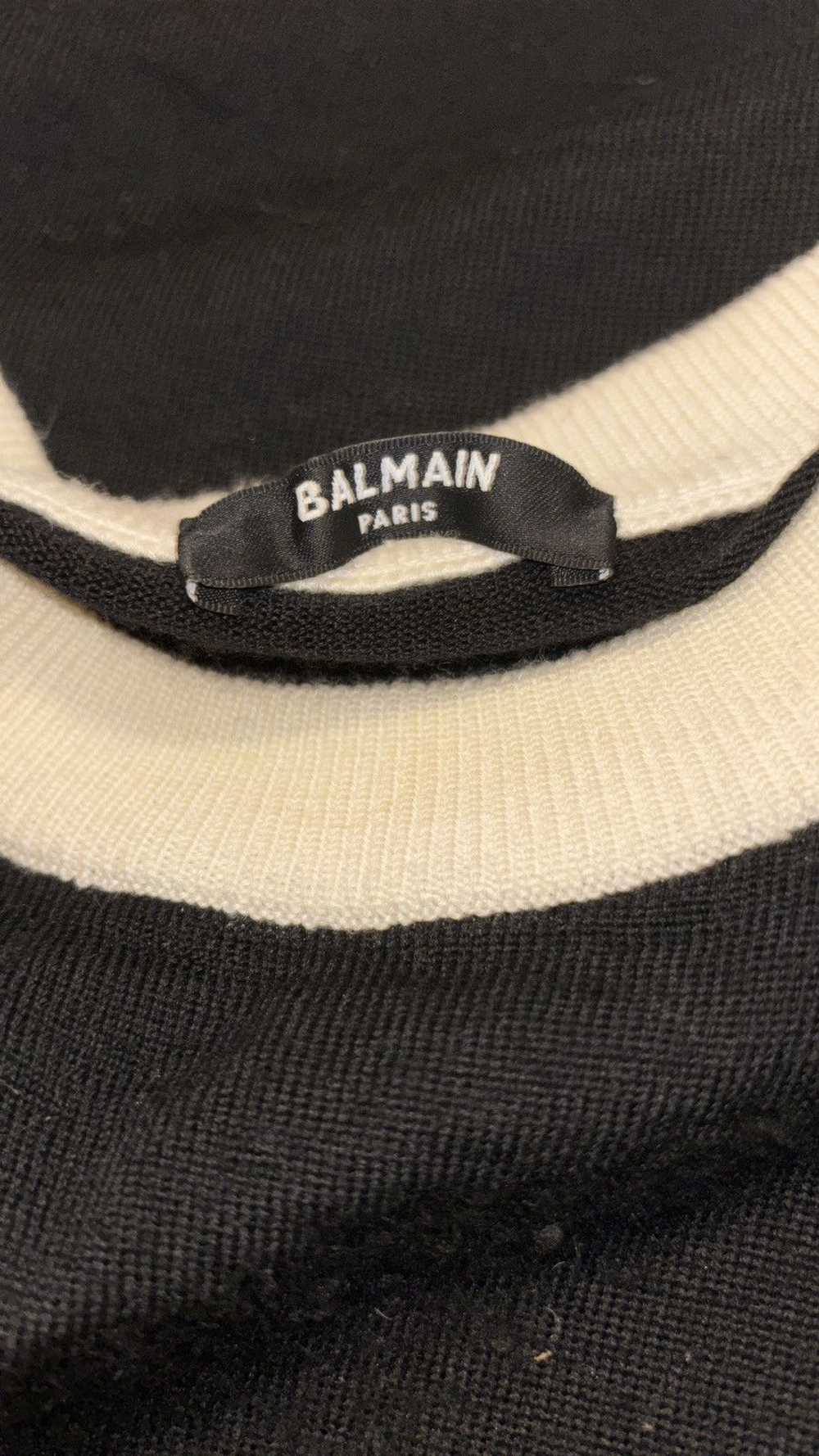 Balmain Black & White Wool Logo Sweater - image 5