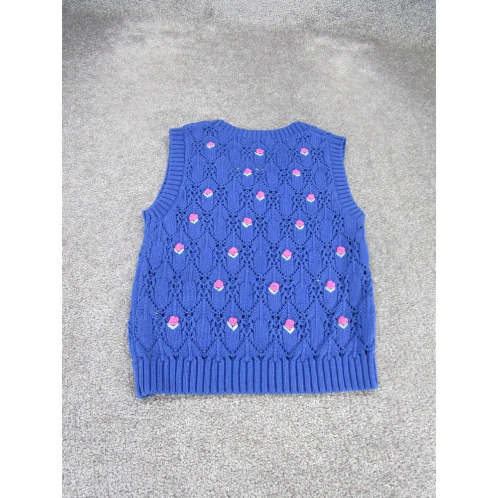 Zara Zara Sweater Vest Womens Small Blue Floral K… - image 3