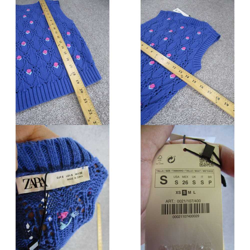 Zara Zara Sweater Vest Womens Small Blue Floral K… - image 4