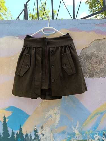 関税込!【MIU MIU】DARK GREEN COTTON MINI SKIRT Miu Miu Nylon Miniskirt in Green | Lyst