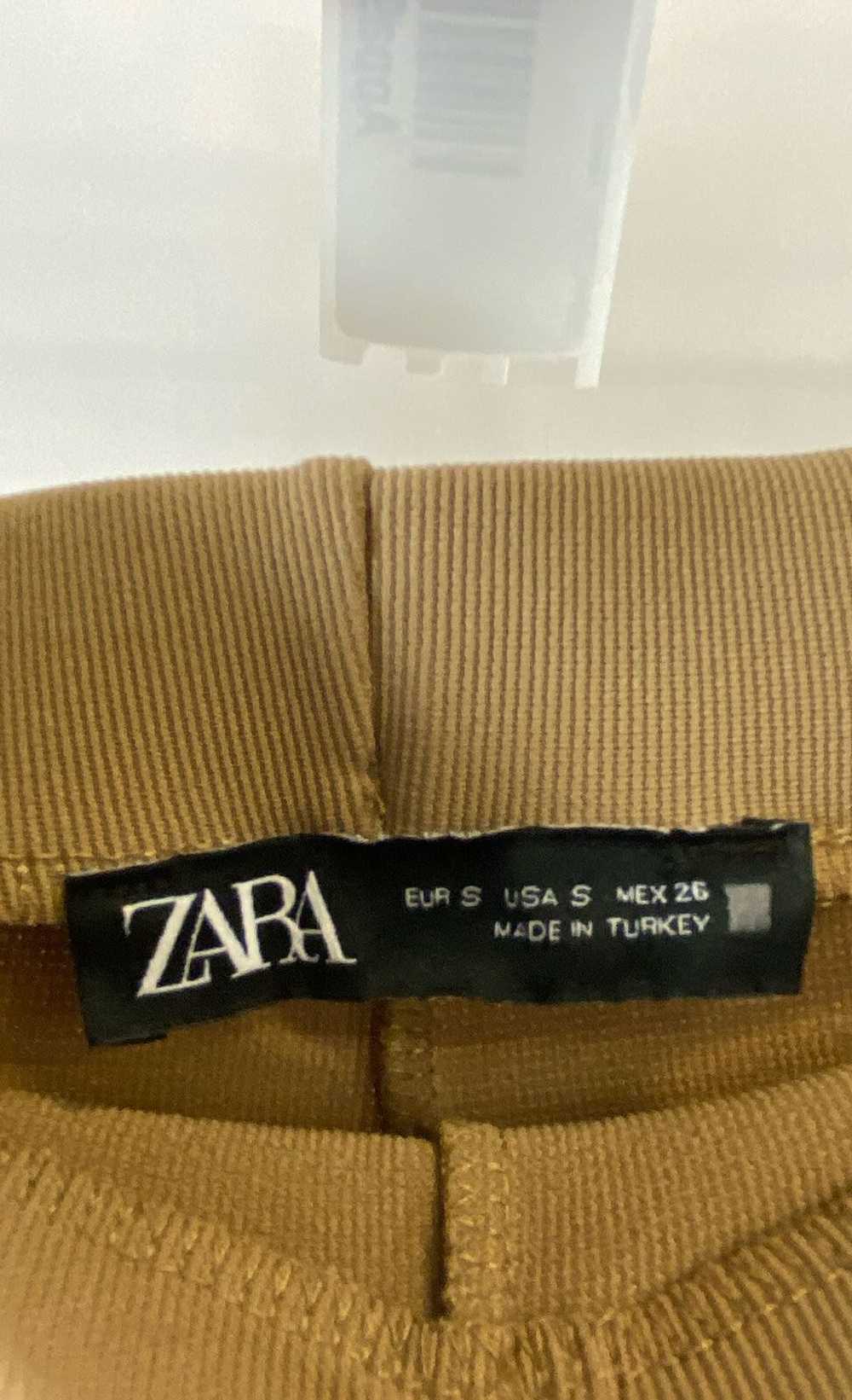 Zara Womens Brown Ribbed Pleated Elastic Waist Pu… - image 3