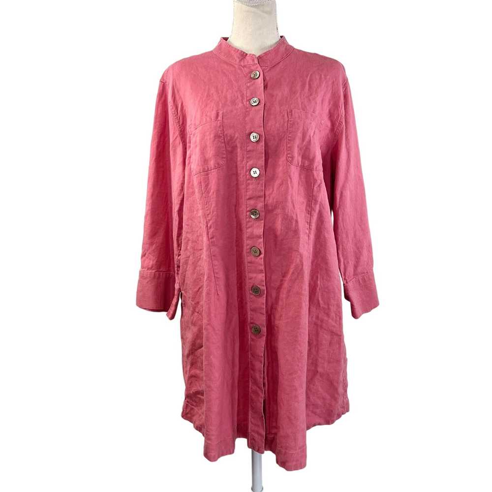 Jill.J J. Jill Linen Button Up Shirt Pink Lightwe… - image 1