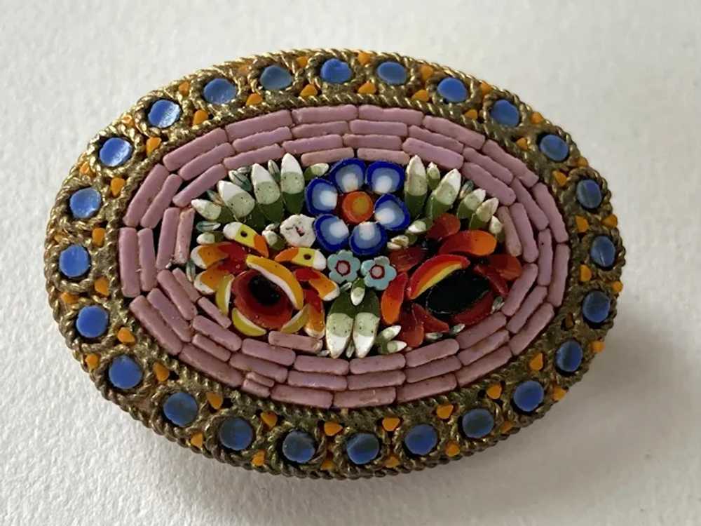 Italian Micromosaic Pin With Floral Design - image 2