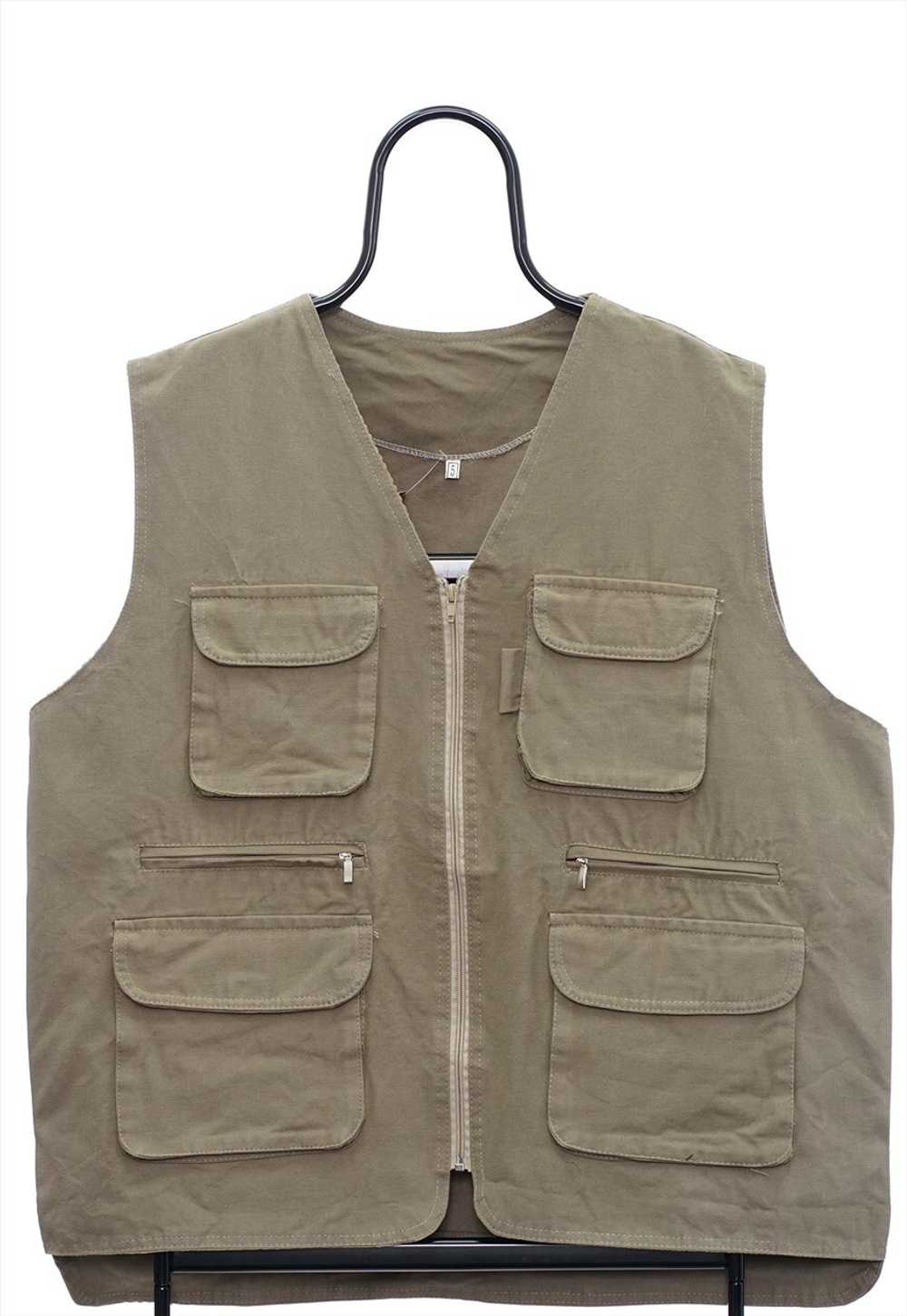 Vintage 90s Khaki Utility Gilet Womens - image 1