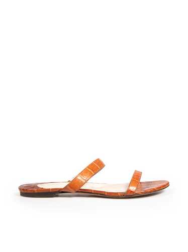 Nancy Gonzalez Brown Croc Leather Strap Sandals