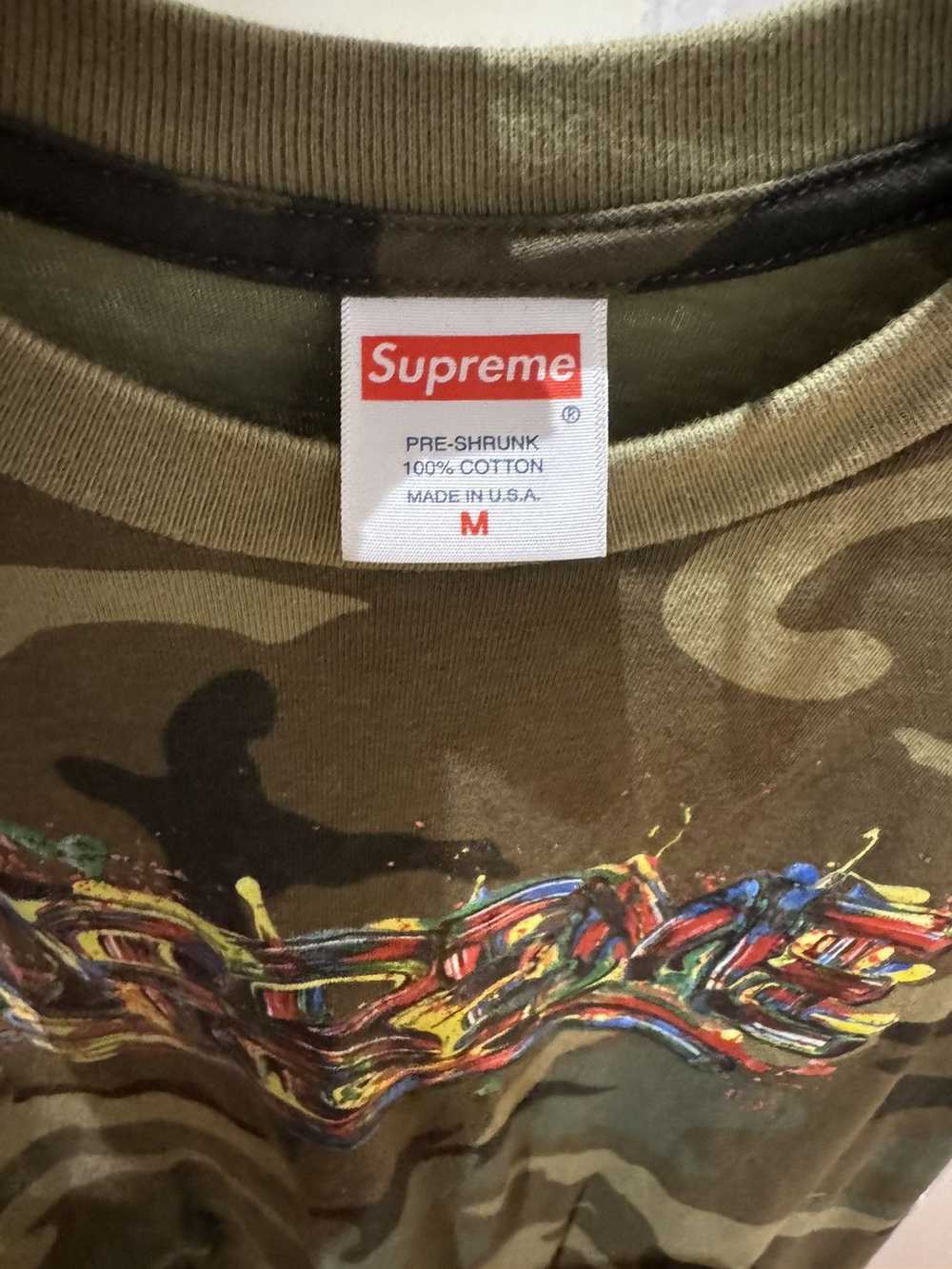 Supreme Supreme Camo T shirt, paint drip logo - image 4