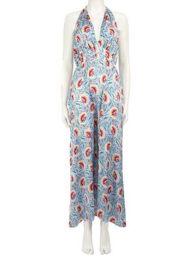 Paco Rabanne Floral Print Maxi Halter Neck Dress