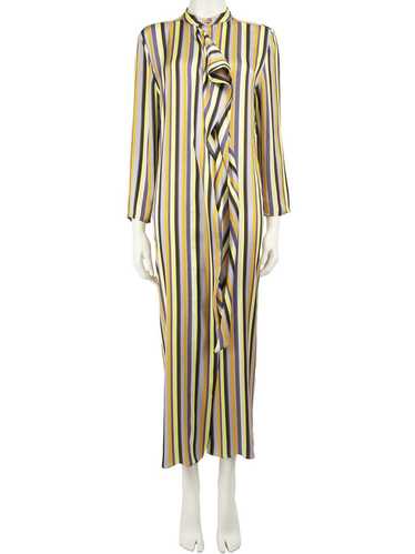 Acne Studios Striped Ruffle Accent Midi Dress - image 1