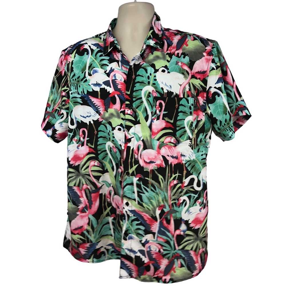 Vintage Molokai Surf Co Black Pink Flamingo Hawai… - image 1