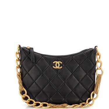 CHANEL CC Mixed Chain Link Zip Hobo Quilted Lambsk