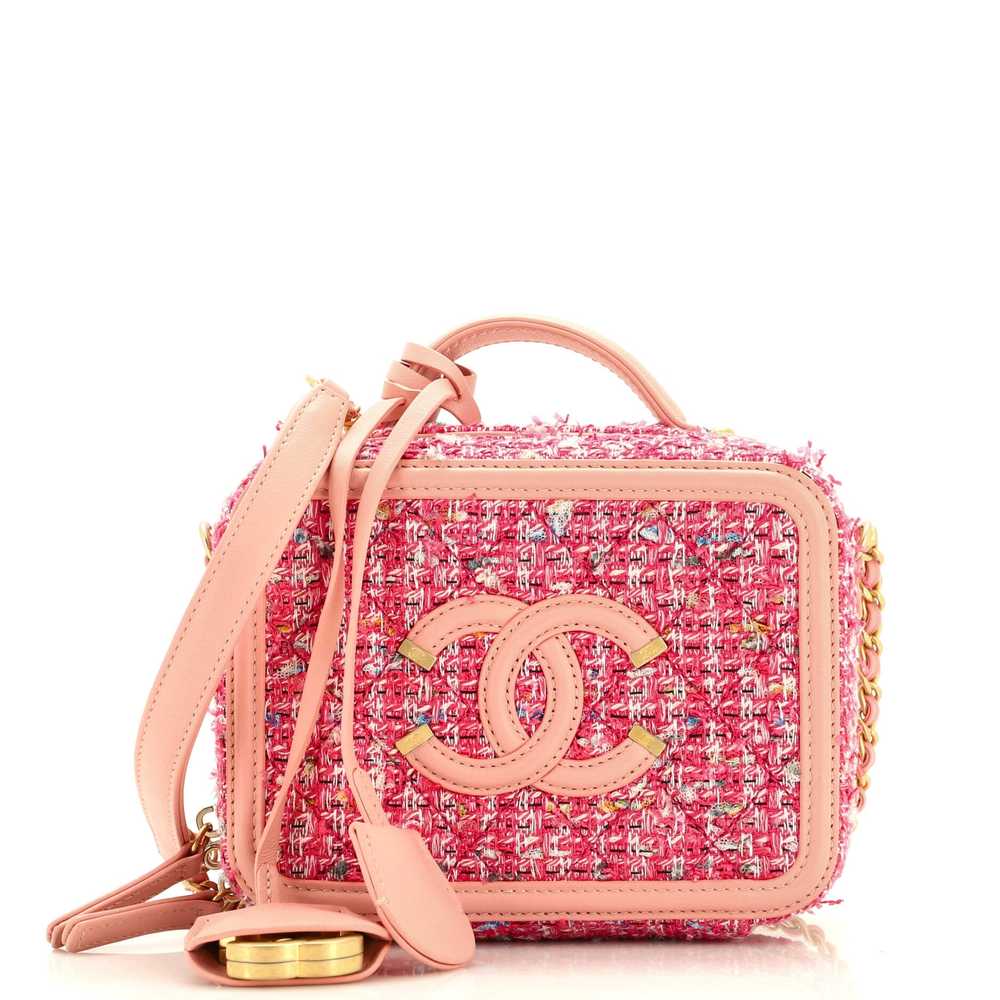 CHANEL Filigree Vanity Case Quilted Tweed Small - image 1