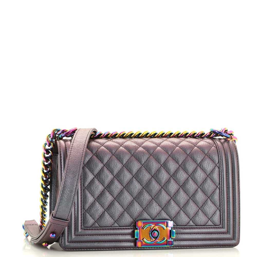 CHANEL Boy Flap Bag Quilted Iridescent Goatskin O… - image 3