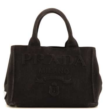 PRADA Embossed Logo Canapa Convertible Tote Canvas