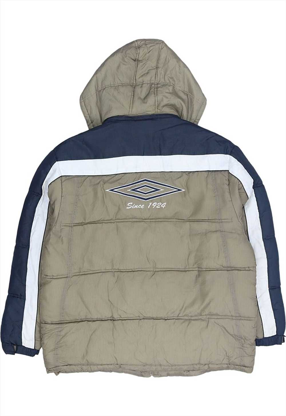 Vintage 90's Umbro Puffer Jacket Hooded Zip Up Bl… - image 2