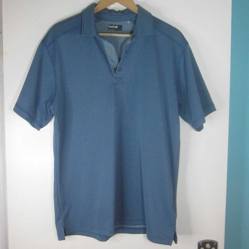 Vintage Bolle Mens Blue Knit Polo Shirt Size M - image 2