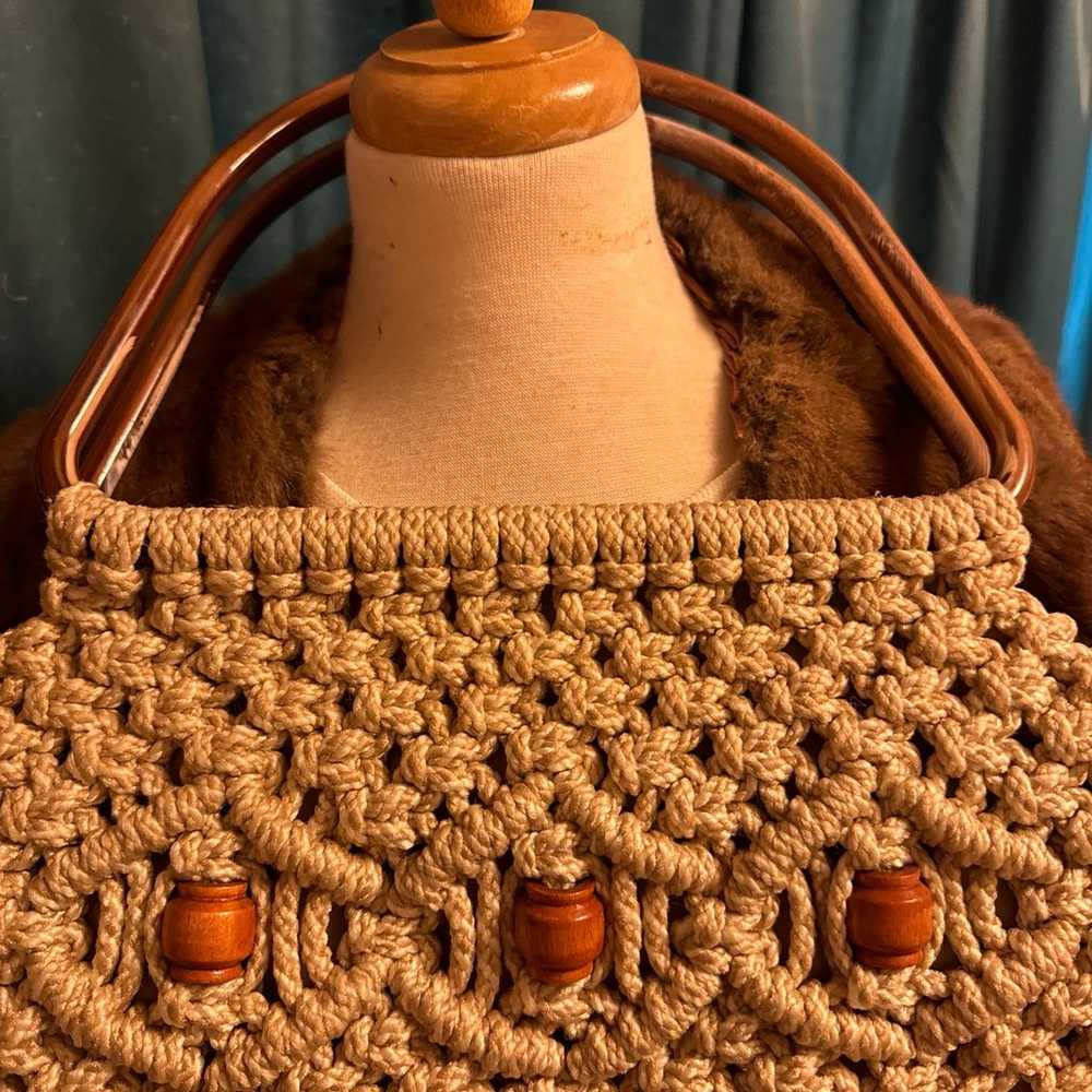 Large Vintage Boho Macrame Purse - image 2