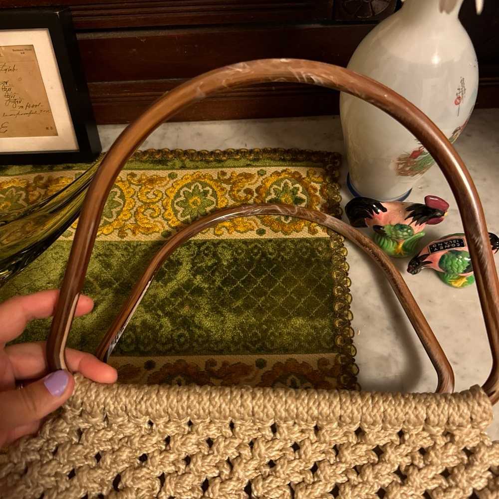 Large Vintage Boho Macrame Purse - image 3