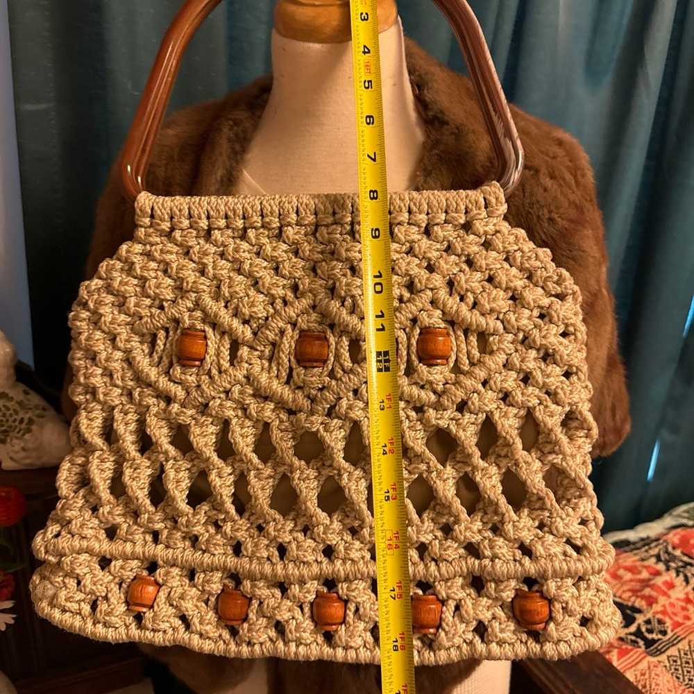 Large Vintage Boho Macrame Purse - image 8