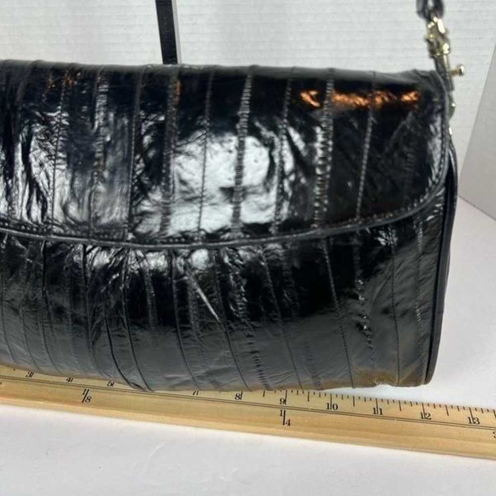 Vintage Shoulder Clutch Eel Skin Embossed Leather… - image 9