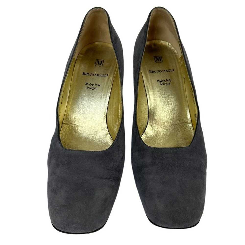 Vintage Funky Bruno Magli Grey Suede Square-Toe P… - image 2