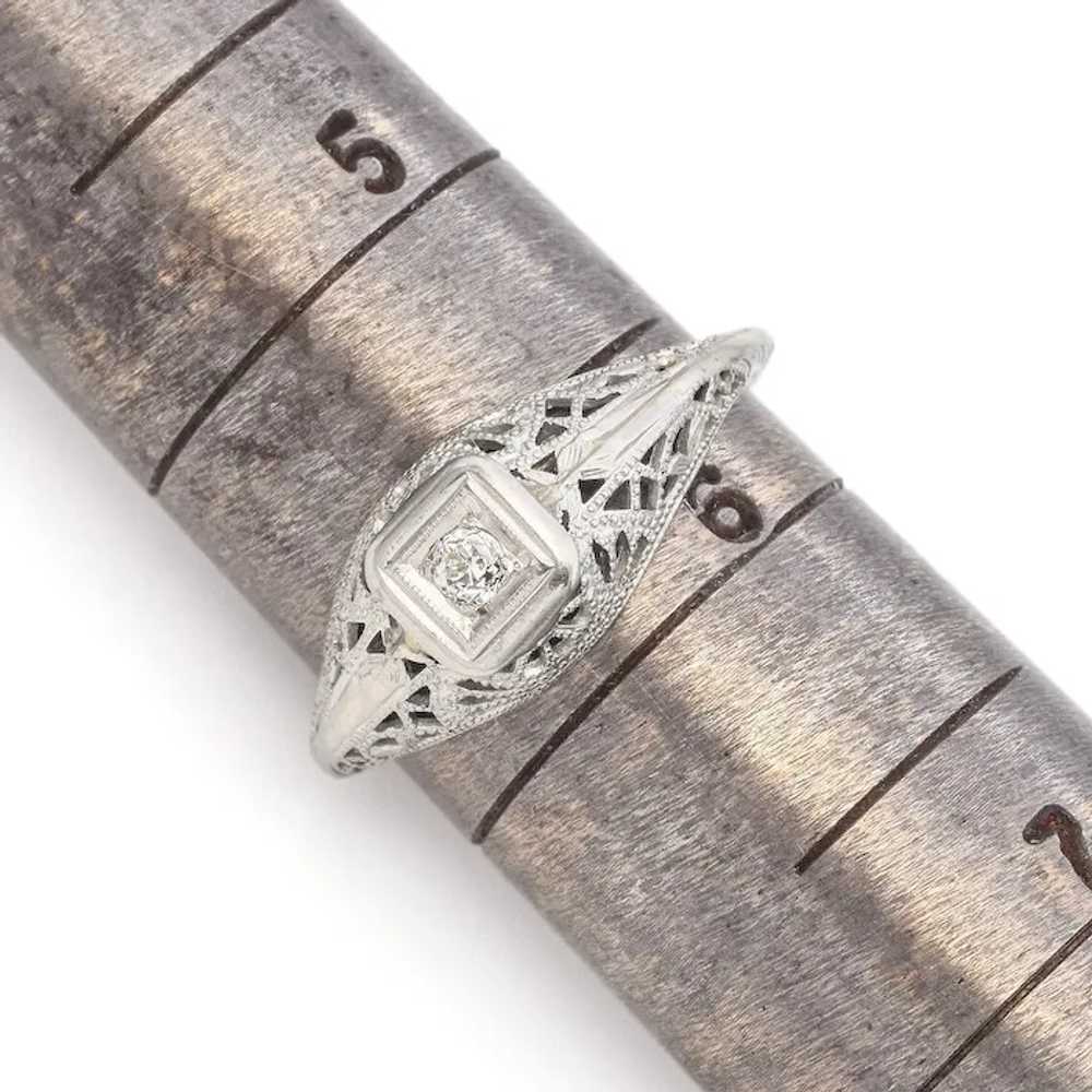 Antique Art Deco 18K White Gold Diamond Band Ring… - image 8