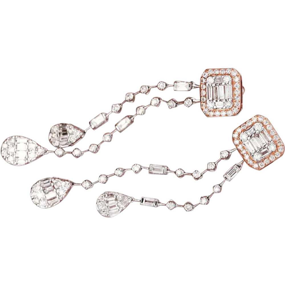 14K White & Rose Gold Invisible Cluster Set Diamo… - image 1