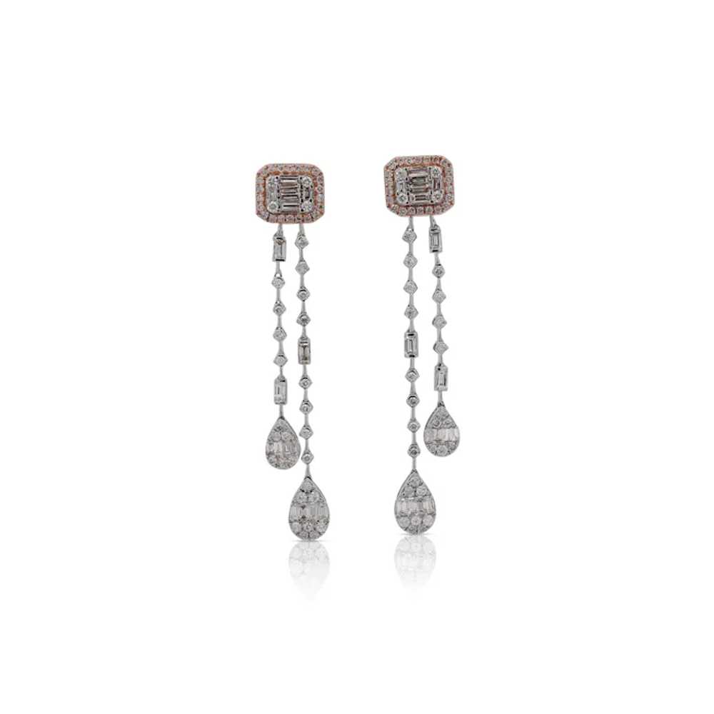 14K White & Rose Gold Invisible Cluster Set Diamo… - image 2