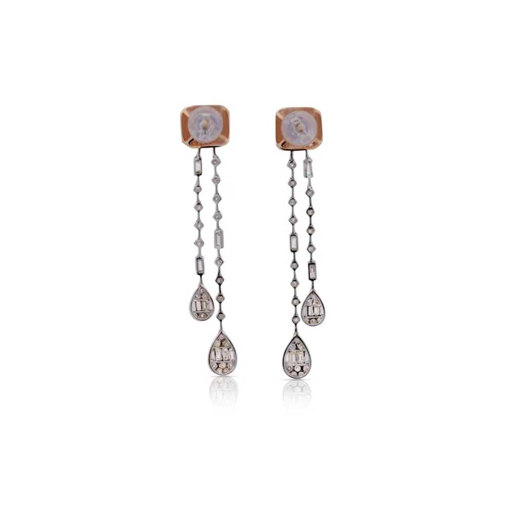 14K White & Rose Gold Invisible Cluster Set Diamo… - image 3