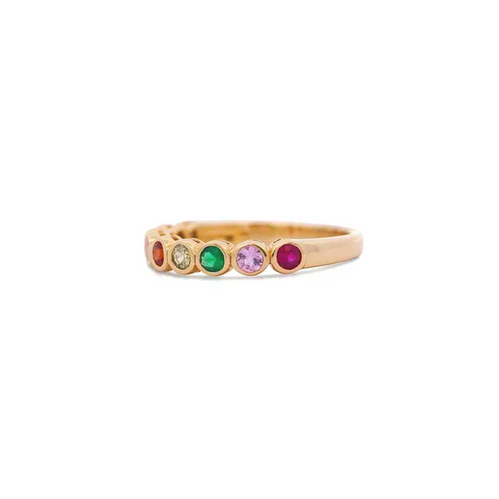 14K Gold Rainbow Multi Color Bezel Set Gemstone S… - image 2