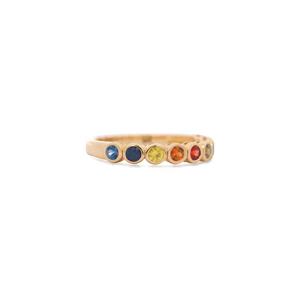 14K Gold Rainbow Multi Color Bezel Set Gemstone S… - image 3