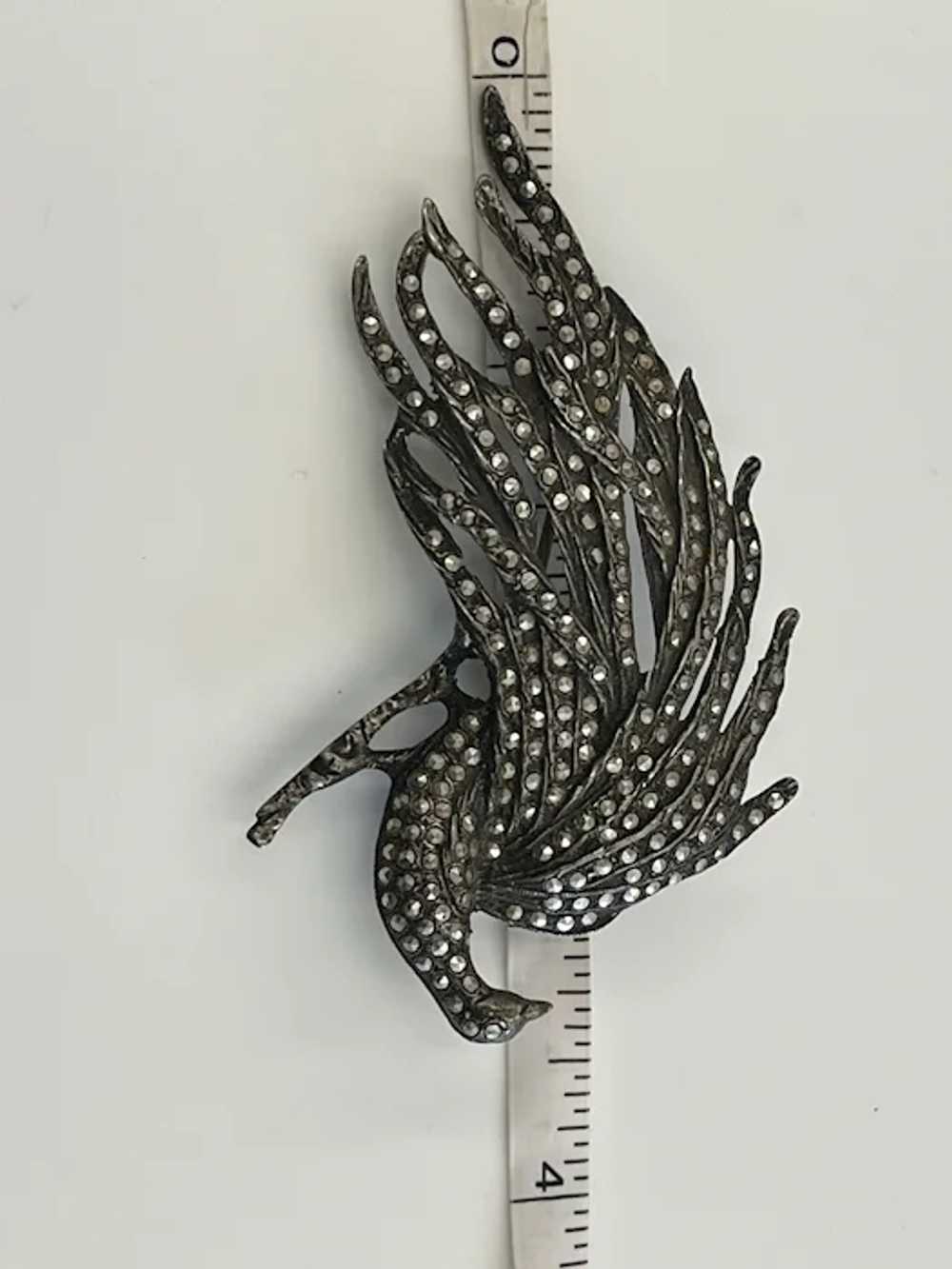 Vintage Sterling Silver and Marcasite Peacock Bro… - image 6