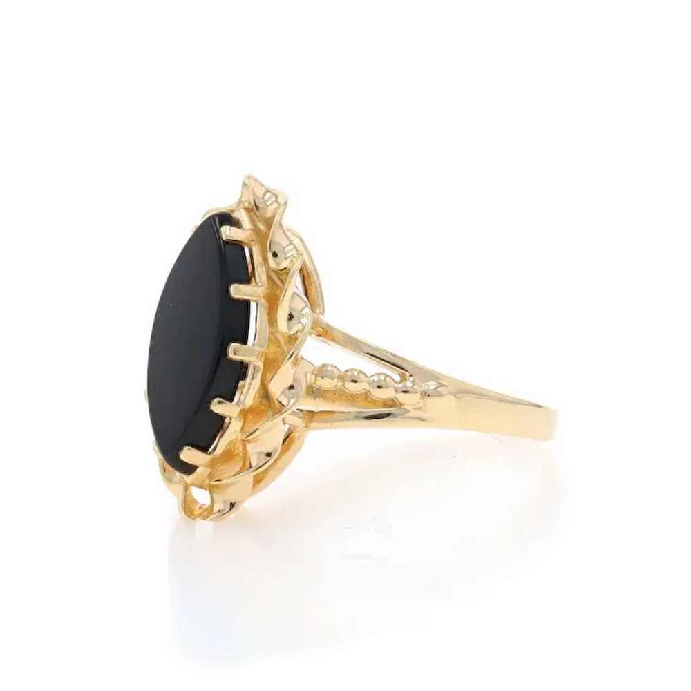 Yellow Gold Onyx Cocktail Solitaire Ring - 14k Ma… - image 3