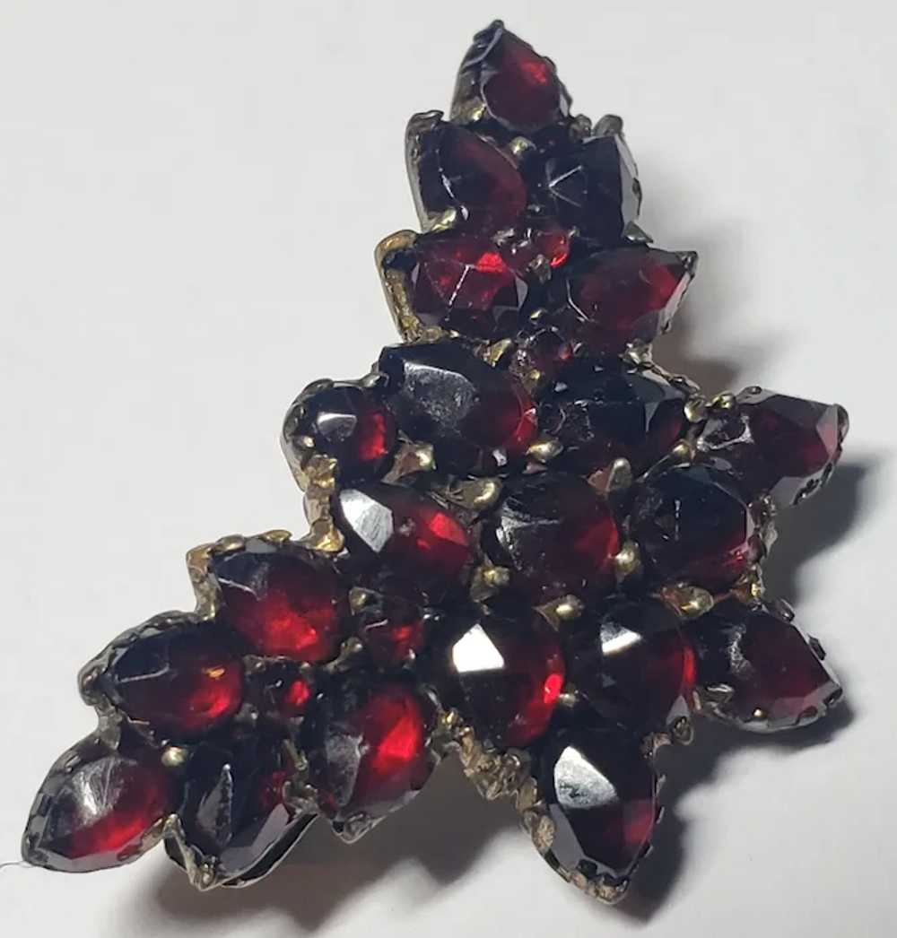 Victorian Bohemian Garnet Silver Butterfly Brooch - image 5