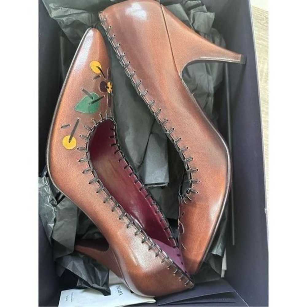 Vintage Y2K Prada Capretto Fume Cotto Brown Embro… - image 11