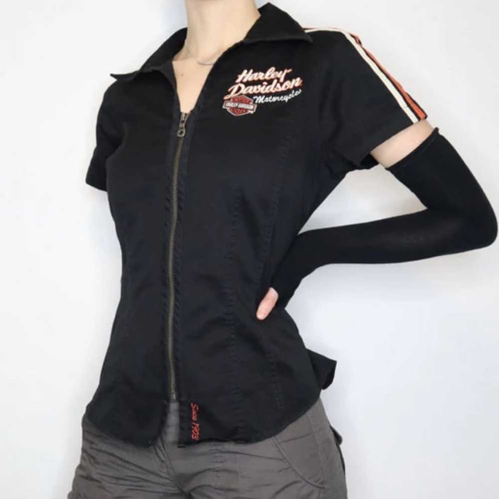 Harley-Davidson Imber Black Short Sleeve Zip up S… - image 1