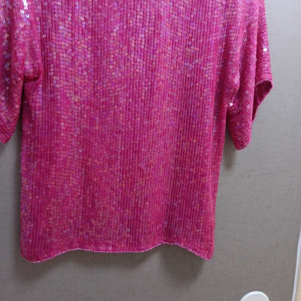 Pink Silk Retro Sequin Sparkle Blouse - image 1