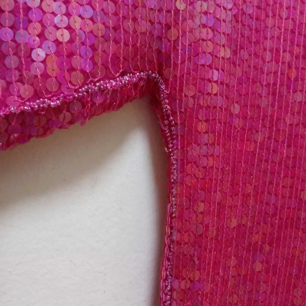 Pink Silk Retro Sequin Sparkle Blouse - image 4