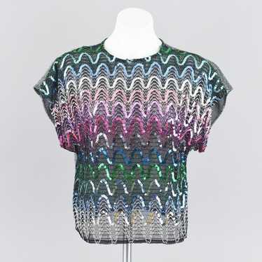 Vintage Metallic Sequins Disco Party Top, Women's… - image 1