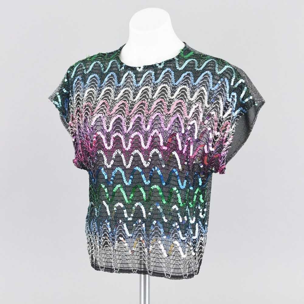 Vintage Metallic Sequins Disco Party Top, Women's… - image 5