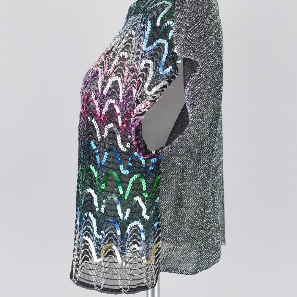 Vintage Metallic Sequins Disco Party Top, Women's… - image 7