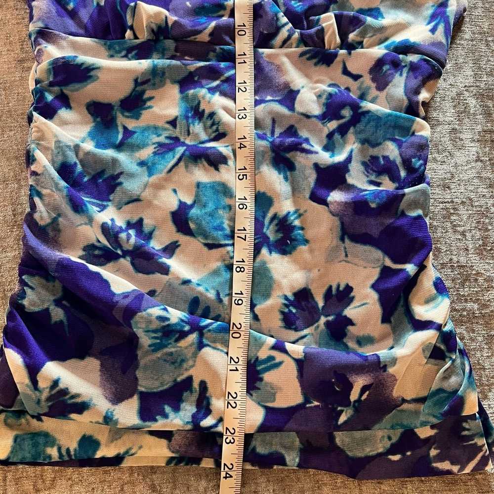 Vintage 90s y2k Elle blue floral print sleeveless… - image 5