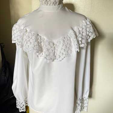 vintage 70s white gunne sax victorian ruffled hig… - image 1