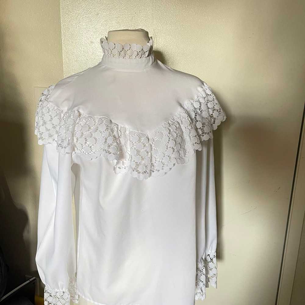 vintage 70s white gunne sax victorian ruffled hig… - image 2