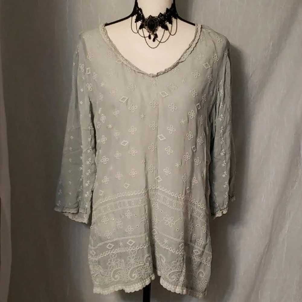 Johnny Was eyelet tunic M - image 1