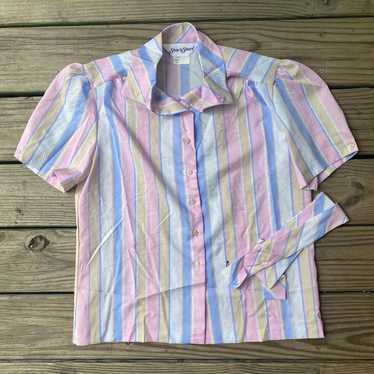 VTG ‘70s Ship ‘n Shore Pastel Striped Blouse - image 1