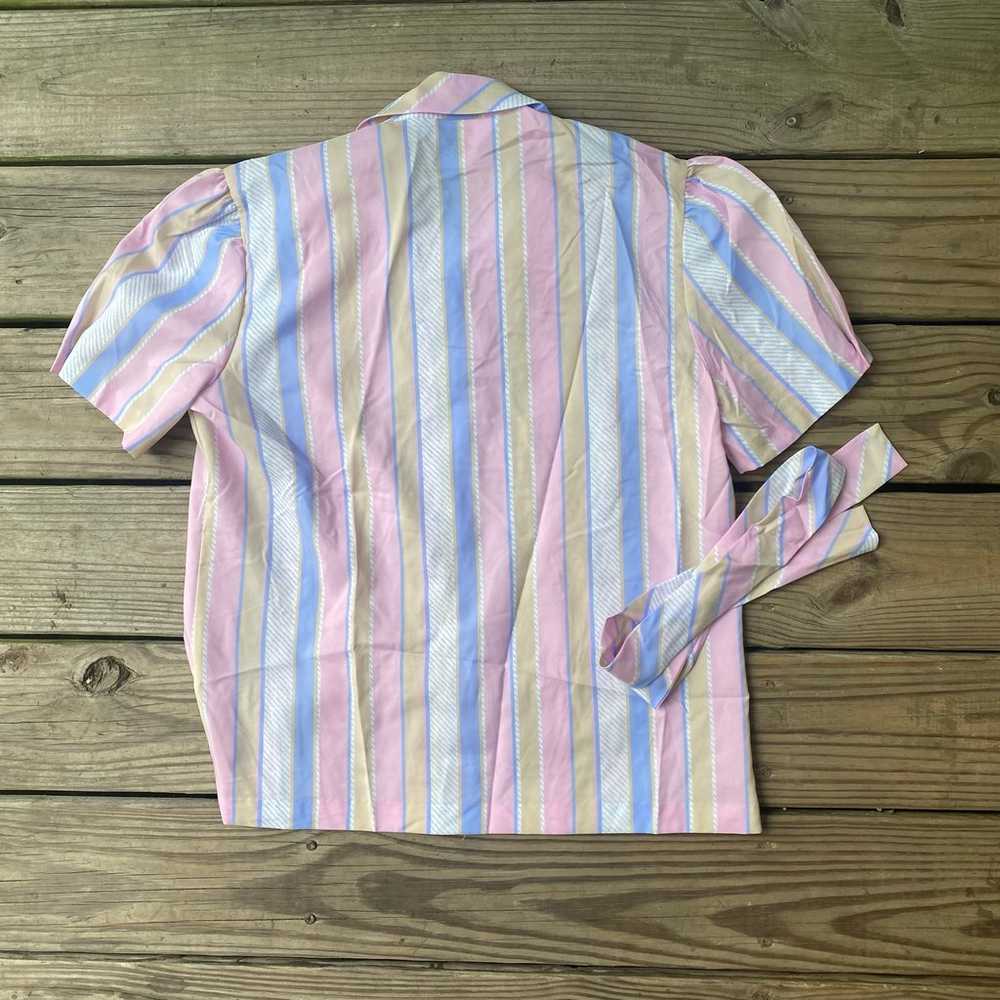 VTG ‘70s Ship ‘n Shore Pastel Striped Blouse - image 2