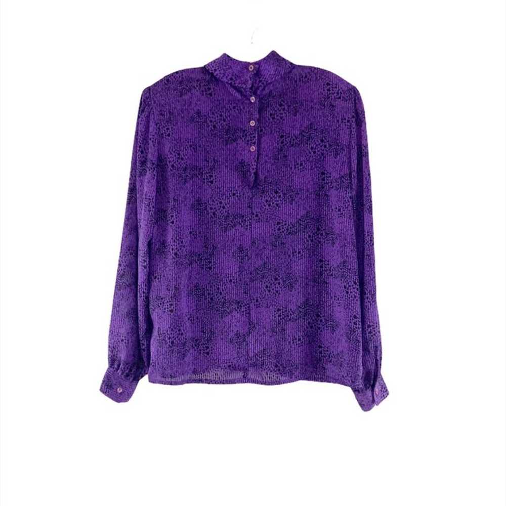 Vintage Nicola Purple Pleated Mock Neck Blouse - image 4