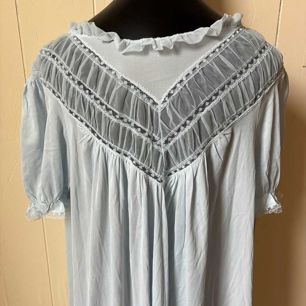 Unique Women’s Vintage Robe Nightgown Blue Silky … - image 4